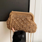 LEFTSIDE Weave Pequenas Bolsas de Ombro de Palha para Mulheres 2025 Verão Nova Tendência Bolsa Crossbody Feminina Corrente ​ Bolsas de praia de ráfia