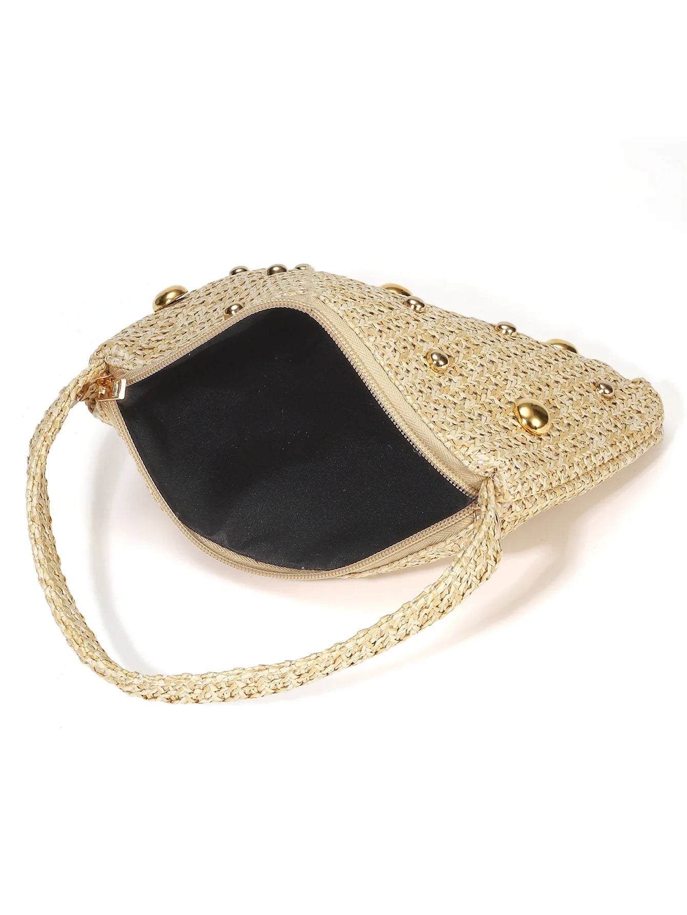 Nova moda feminina bolsas de tecido verão metal alça redonda sacos palha commuter banquete saco embreagem