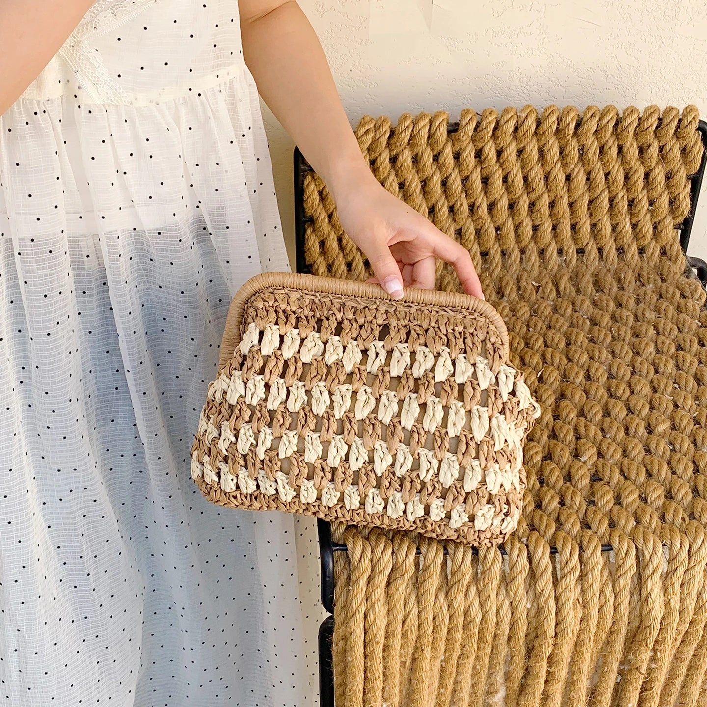 Moda a céu aberto malha sacos de ombro para mulheres elegante trançado fecho design leve crossbody bolsa verão praia tote bolsa