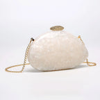 Oval artesanal pérola mármore metal fecho acrílico sacos de noite feminino mini embreagem praia verão senhora bolsas festa casamento