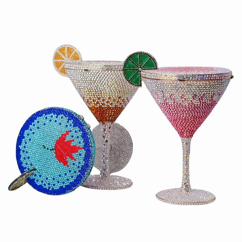 Martin cocktail copo diamante saco de noite nova chegada cristal nupcial bolsa jantar garras feminino bolsa cristal strass sacos