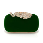 Retro preto saco de noite feminino elegante formal festa de casamento bolsas vintage veludo embreagem com pavão cristal vermelho bolsas
