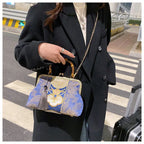 Bordado Jacquard Wood Hand Bag para Mulheres, Lock Shell Bags, Shoulder Crossbody Bag, Tote Cadeia, Bolsas Femininas, Bolsas, Designer