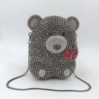 Urso de pelúcia dos desenhos animados strass saco vazio metal cristal jantar artesanal diamante bolsa feminina acessível glitter acolchoado crossbody