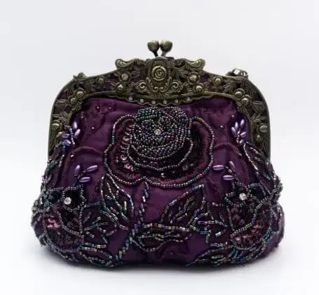 2025 novo vintage frisado saco de noite bordado diamante lantejoulas embreagem bolsa de mão saco de noiva