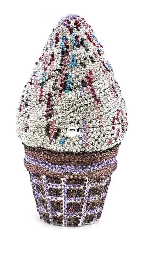 Nova chegada sorvete embreagens mulher colorido cristal bolsa aniversário baile de formatura diamante bolsa casamento festa de noiva presente saco noite