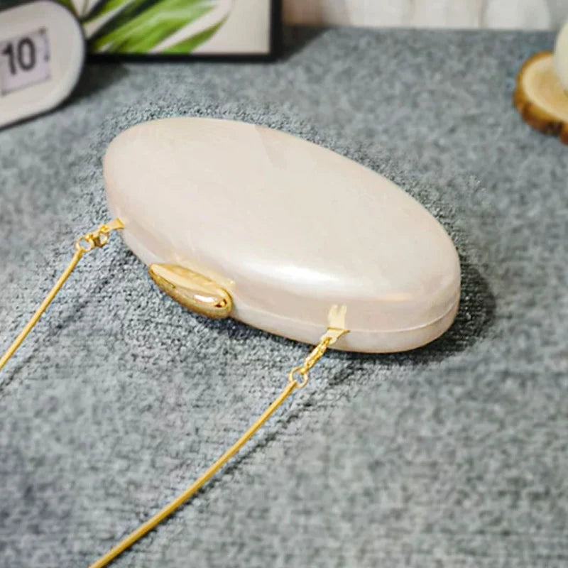 Nova moda acrílico brilhante jantar saco de mão saco de ombro em forma de ovo de ganso crossbody saco