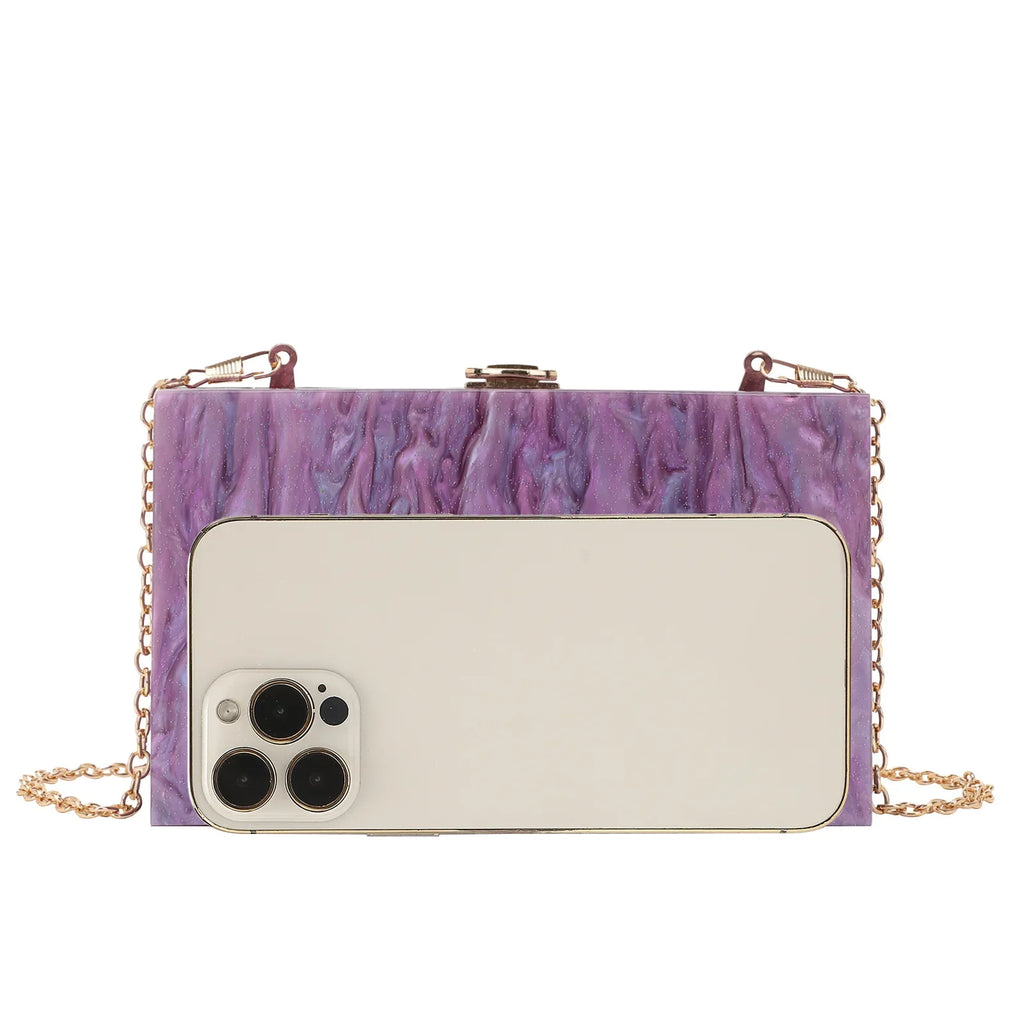 Moda na moda padrão de mármore acrílico saco de noite feminino crossbody bolsa de ombro único material duro da china continental