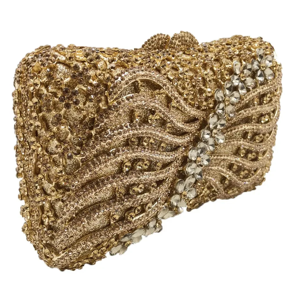 Boutique de fgg artesanal flor strass bolsas de embreagem para mulheres bolsas de noite, sacos de embreagem de cristal brilhante para festa de formatura
