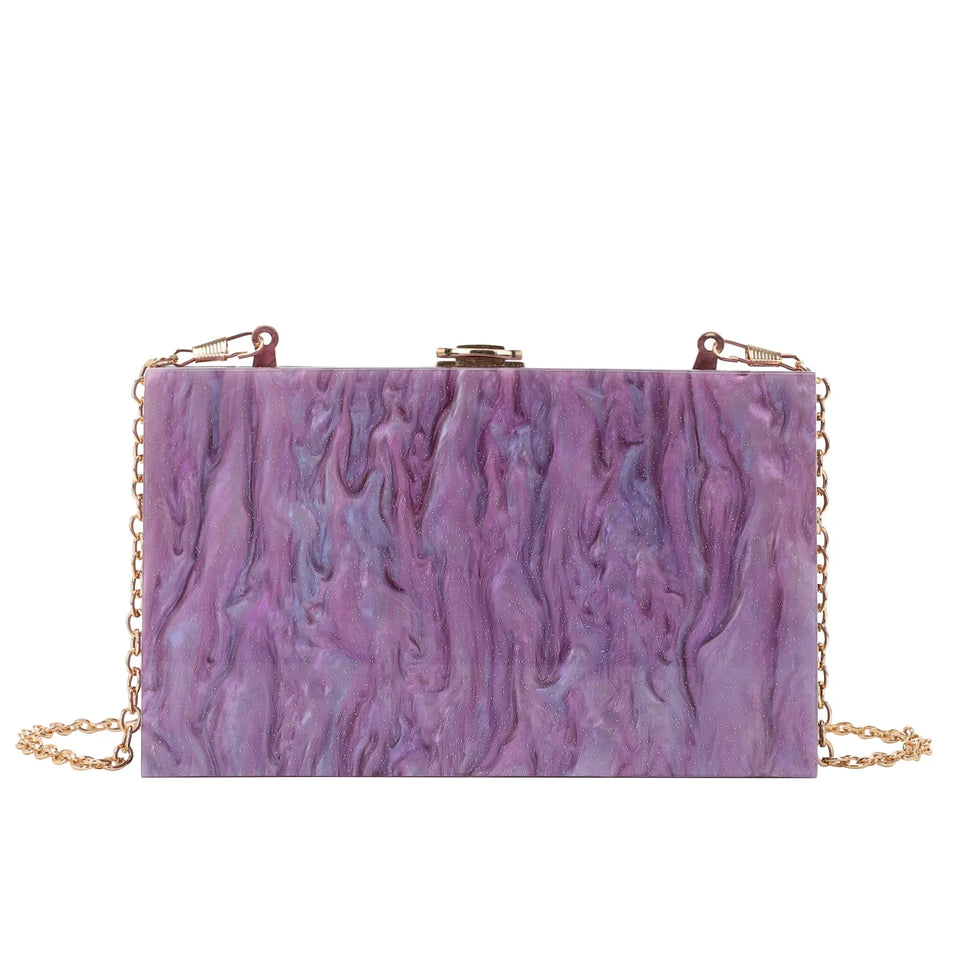 Moda na moda padrão de mármore acrílico saco de noite feminino crossbody bolsa de ombro único material duro da china continental