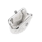 Bolsa pérola para mulheres, embreagem frisada de dois lados, sacos de noite elegantes, bolsa de casamento nupcial, bolsa luxuosa de strass, moda