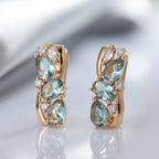 Brincos Blue Zircon Estilo Étnico Ouro