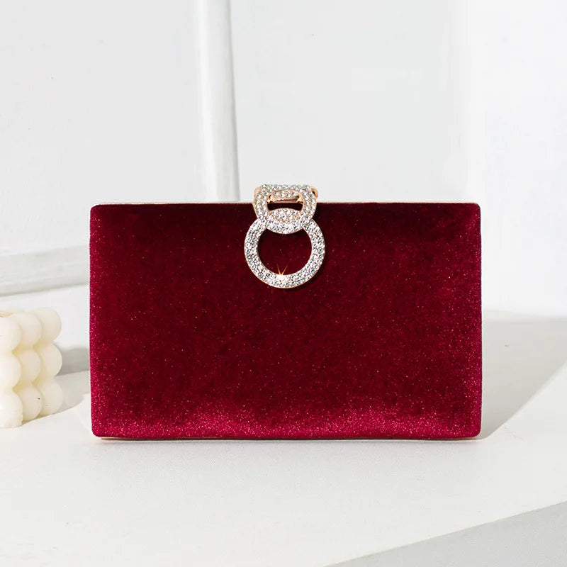 Luxo veludo saco de embreagem designer jantar vestido festa casamento banquete saco brilhante strass corrente bolsas elegante saco noite