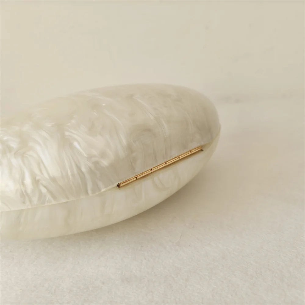 Caixa acrílica bege pérola shell ovo sacos de embreagem para mulheres, bolsa frisada feminina, bolsas noite, casamento, dama de honra, festa, senhora