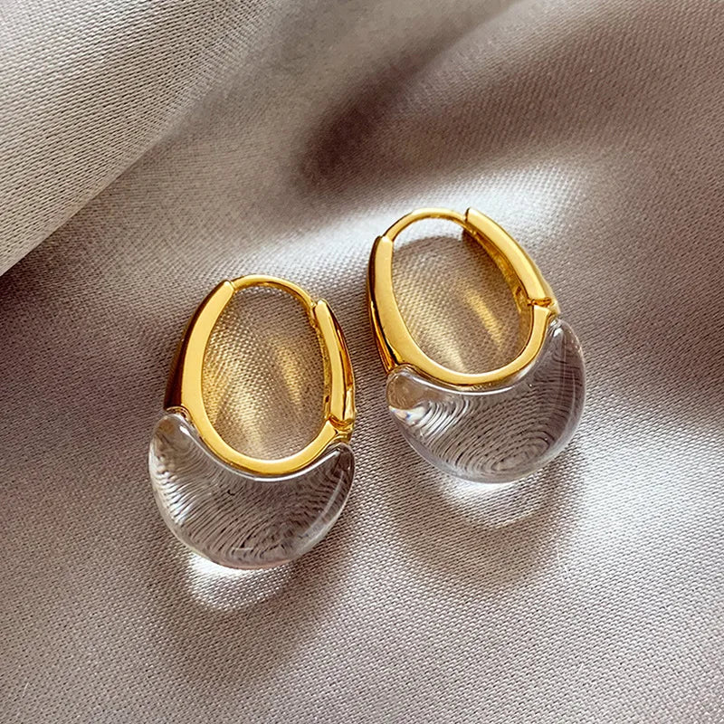 Banhado a ouro simples geométrico gota de água transparente brincos para mulheres europeu americano moda jóias acessórios presentes