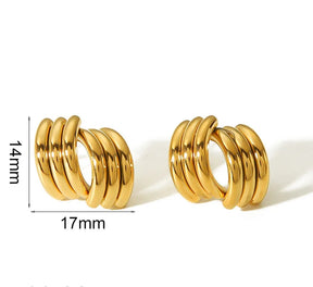 Brincos de argola geométricos irregulares de aço inoxidável, para mulheres, vintage, banhado a ouro, metal liso, joias, presente