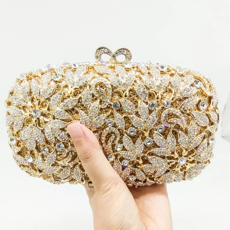 Boutique de fgg elegante flor feminina cristal sacos de noite e garras senhoras festa de casamento jantar bolsas de embreagem nupcial