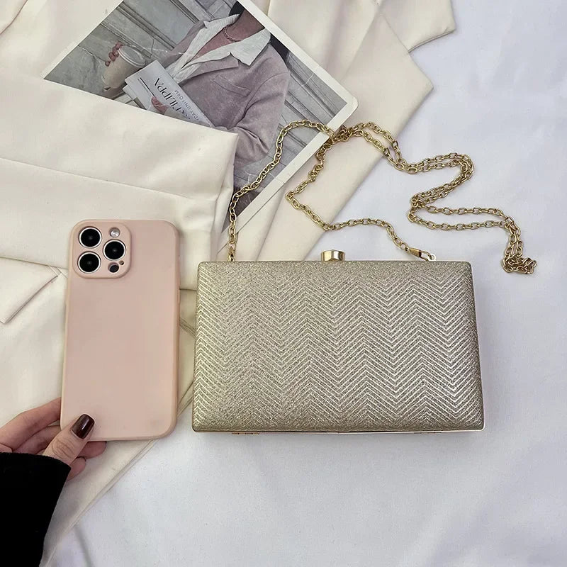 Elegante jantar saco de embreagem bolsa de ombro feminino brilhante grampo de cabelo pequena caixa de maquiagem nova 2025 tendência da moda