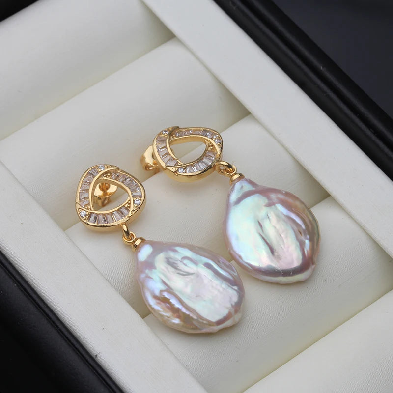 Brincos de pérola barroca natural real mulher, prata 925 branco pérola de água doce brincos jóias esposa presente de aniversário branco