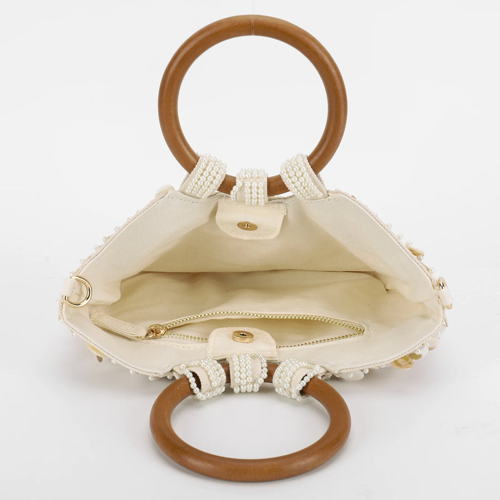 Concha frisada bolsa de embreagem artesanal alça superior saco luxo designer noite bolsa noite para as mulheres férias verão