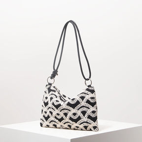 Sacolas de ombro de tricô oco com padrão para mulheres, bolsas de praia boho para mulheres, roupas de férias, bolsa de guê (padrão aleatório)