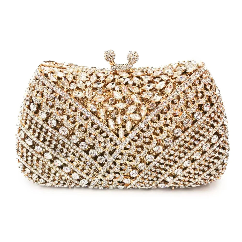 Forma de renda Y de luxo de alta qualidade, festa de casamento de diamante, sacola, bolsa de noite, embreagem de cristal