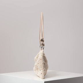 Sacolas de ombro de tricô oco com padrão para mulheres, bolsas de praia boho para mulheres, roupas de férias, bolsa de guê (padrão aleatório)