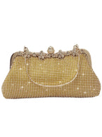 Nova Bolsa de Mão E com Diamantes Embutidos para Noite , Formato Dumpling, em Liga ia, para Mulheres de Meia-Id...