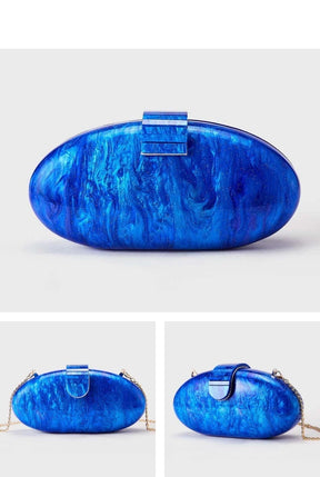 Mulheres acrílico bonito longo redondo saco de noite feminino mármore luxo festa baile bolsa casual embreagem sac uma bolsa principal e bolsa