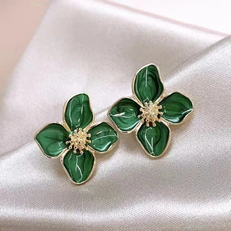 Hibisco caiu esmalte flor brincos para mulheres menina francês ins vintage 2024 moda coreano casamento romântico jóias presentes
