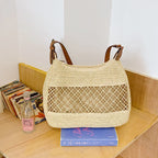Moda oca grande capacidade casual bolsa de ombro feminina novo estilo verão urbano minimalista palha tecer sacola magnética...