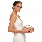 Bolsa de Mão Pequena para Festa de Casamento Feminina, Clutch Metálica da Moda, Bolsa de Noite com Alça em Forma de Concha