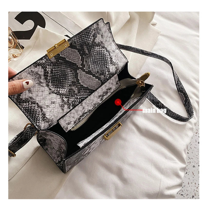 Nova marca de luxo designer bolsa feminina cobra padrão couro crossbody bolsas moda pequena bolsa ombro quadrado bolsa de ombro