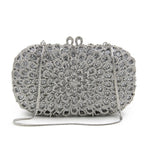 Strass vazio metal cristal jantar diamante bolsa de embreagem feminina mini crossbody com corrente de strass floral frisado sacola