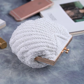 Bolsa e bolsa de casamento para mulheres, Sacos elegantes para festa à noite, Embreagens de casamento branco, Fêmea Frisada Clutch Bag Sac