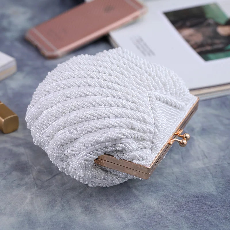 Bolsa e bolsa de casamento para mulheres, Sacos elegantes para festa à noite, Embreagens de casamento branco, Fêmea Frisada Clutch Bag Sac