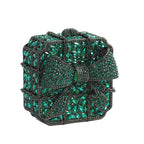 Caixa de presente com laço de borboleta incrustada com diamantes, bolsa quadrada pequena de mão com strass de alta qualidade, bolsa de ombro crossbody