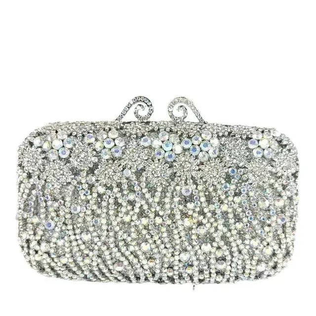 Boutique de fgg brilhante magenta strass bolsas de embreagem para mulheres elegantes, sacos de embreagem de noite formais, bolsa de embreagem de flor de noiva