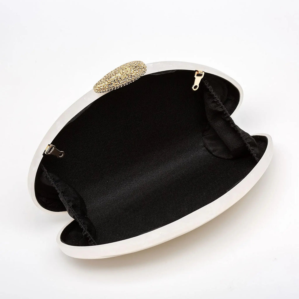 Oval artesanal pérola mármore metal fecho acrílico sacos de noite feminino mini embreagem praia verão senhora bolsas festa casamento