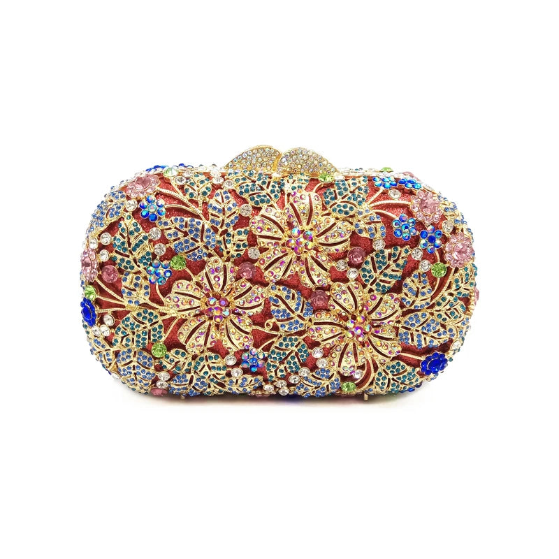 Mulheres saco de festa à noite diamantes elegante embreagem cristal luxo nupcial festa casamento carteira bolsa flor bolsas cristal
