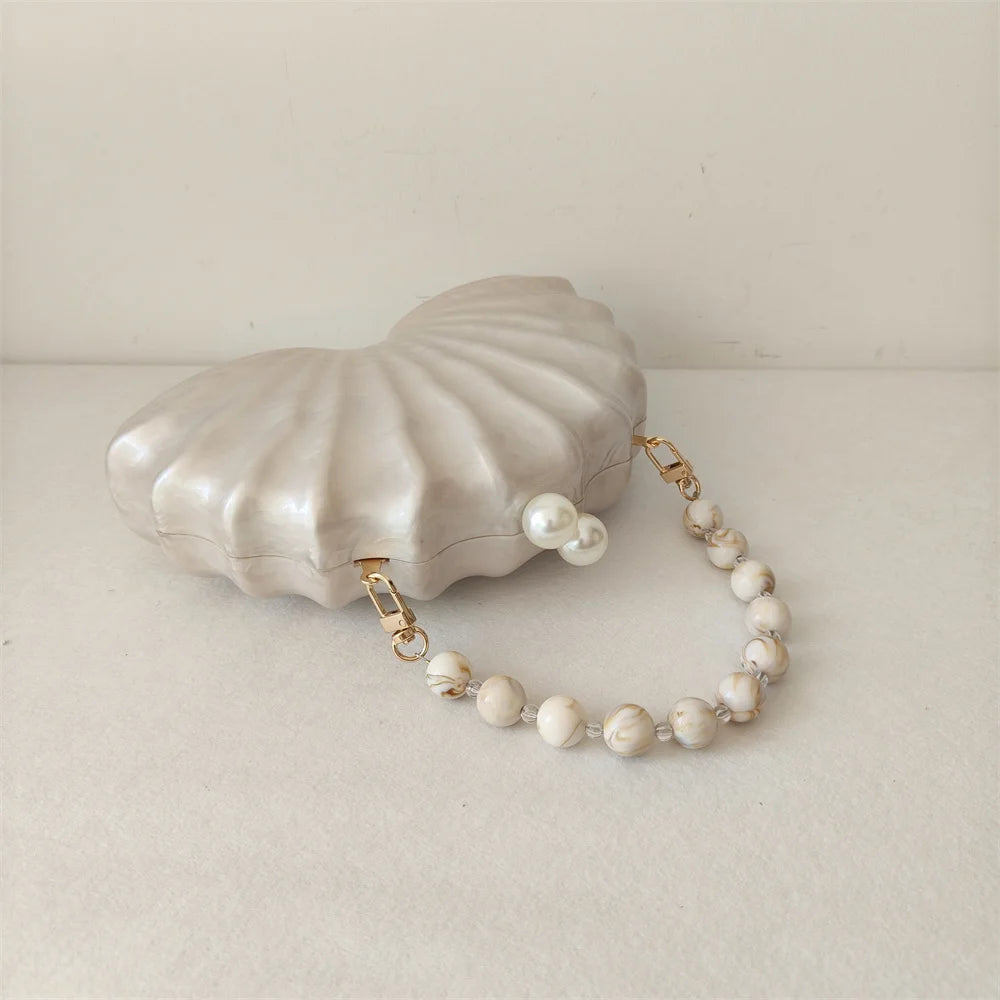 Original concha metade do quarto acrílico frisado saco caixa embreagens festa noite bolsa feminina ombro viagem praia mini bolsas de verão