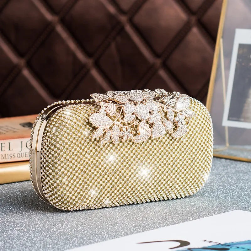 Bolsa Clutch Elegante com Diamantes para Festas Noturnas, Ideal para Vestidos Qipao, Bolsa em Formato de Concha de Liga com P...