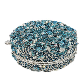 Boutique de fgg luz azul safira flor cristal sacos de noite para festa de casamento feminino strass bolsas nupcial saco de embreagem