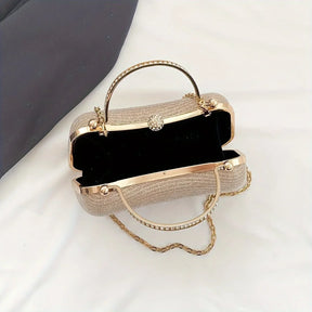 Mini bolsa de noite brilhante, bolsa com corrente de strass, bolsa de banquete com glitter de luxo, perfeita para festa, casamento, baile, jantar/banquete