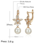 Brincos Pérola com Flor Cristal Varanasi