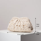 Bolsa de mão de tecido oco estampado, bolsa simples e versátil, bolsa de praia boêmia, carteira de palha casual de férias, bolsa elegante para festa à noite (las padrões são aleatórios)