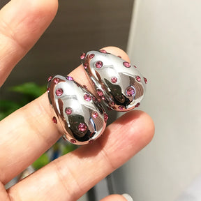 Brinco em forma de lágrima à prova d'água, contas embutidas, 18k, pvd, banhado a ouro, aço inoxidável, brincos de gota elegantes para mulheres