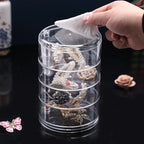 Caixa de armazenamento de jóias acrílica transparente rotativa mesa de maquiagem organizador à prova de poeira oferta por atacado para arranjo de mesa