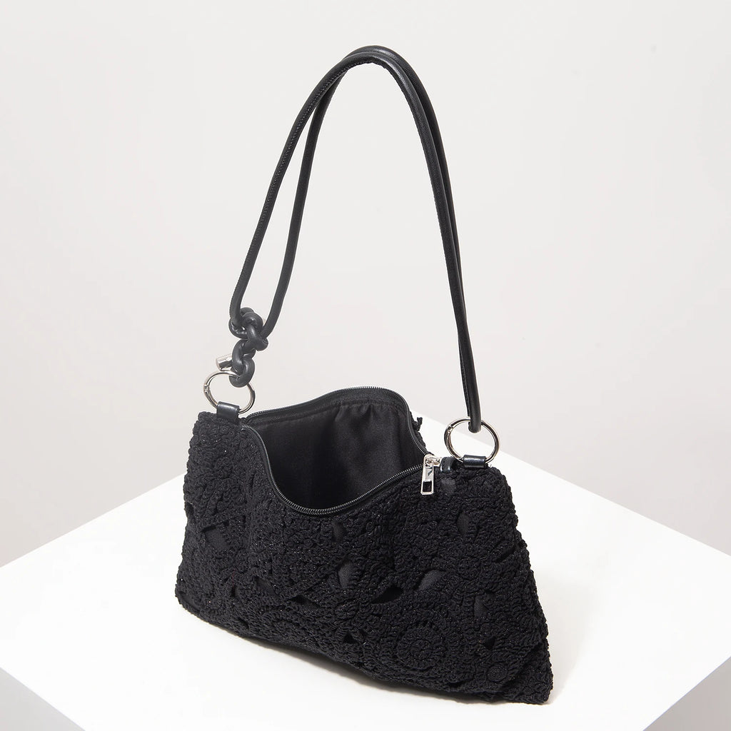 Sacolas de ombro de tricô oco com padrão para mulheres, bolsas de praia boho para mulheres, roupas de férias, bolsa de guê (padrão aleatório)