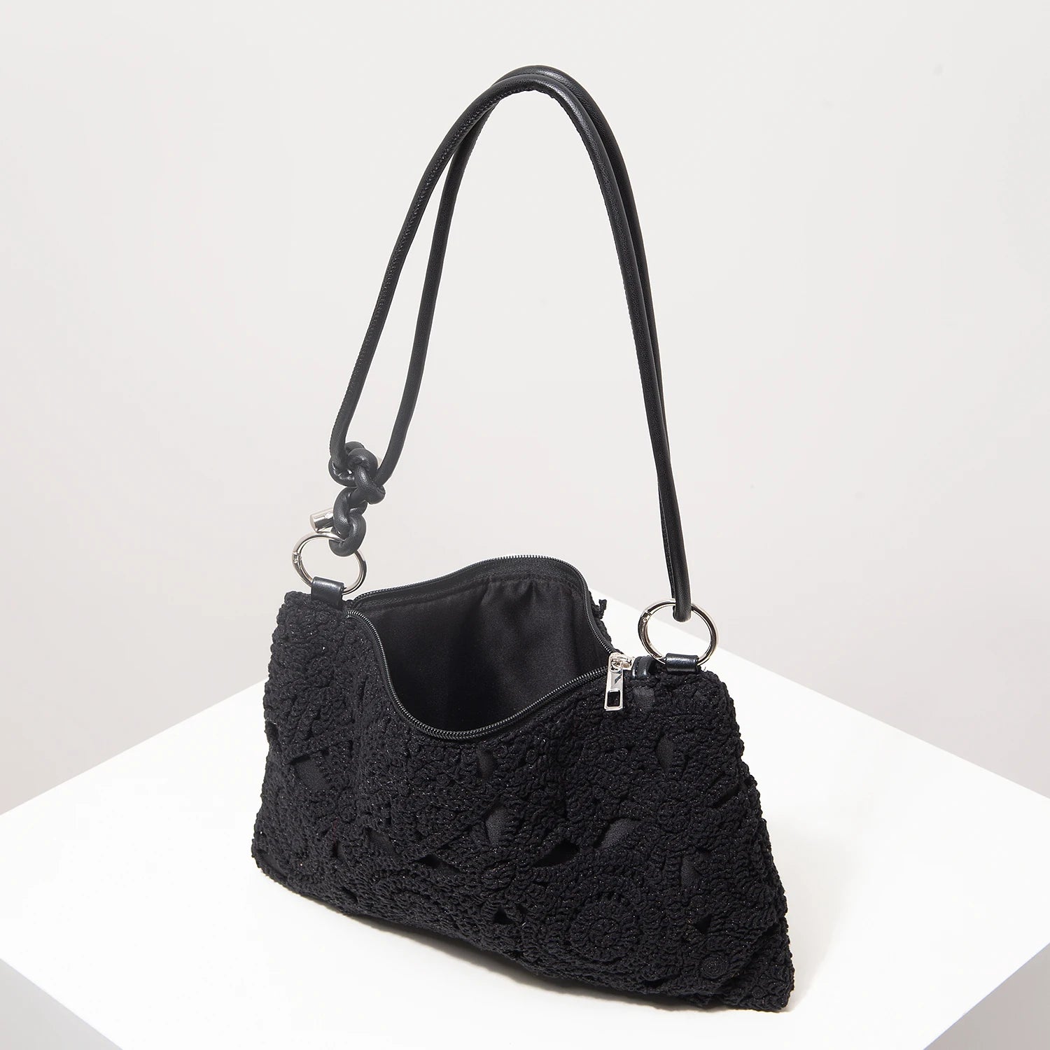 Sacolas de ombro de tricô oco com padrão para mulheres, bolsas de praia boho para mulheres, roupas de férias, bolsa de guê (padrão aleatório)